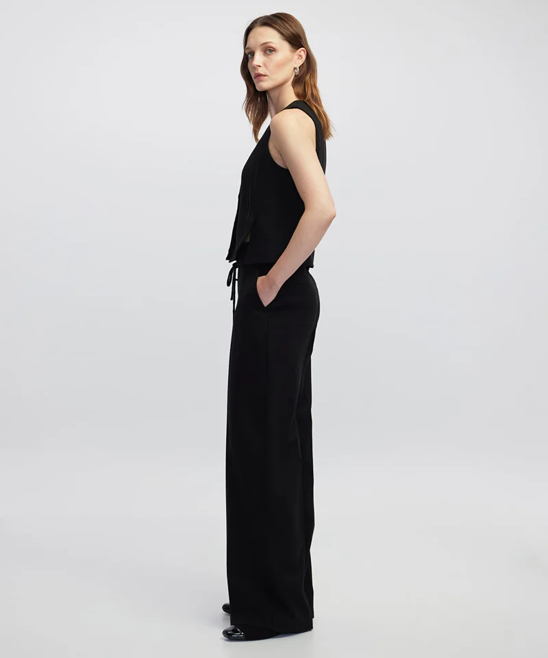 ابيكول Tie Waist Wide Leg Fit Trousers